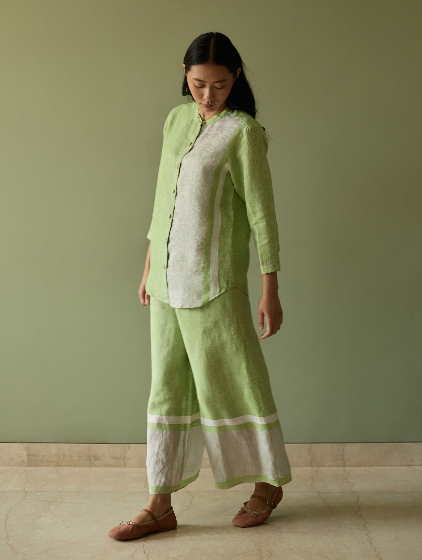 Aline Border Linen Co-ord Set - Meadow