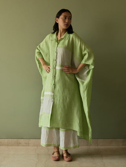 Bora Colour-Blocked Linen Kaftan - Meadow