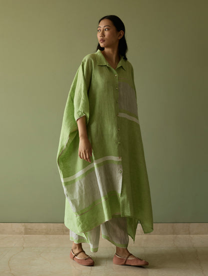 Bora Colour-Blocked Linen Kaftan - Meadow
