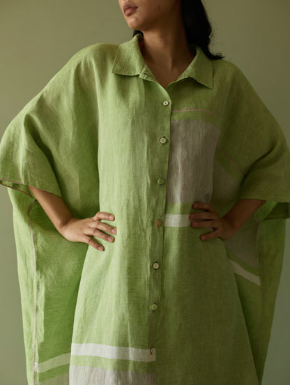 Bora Colour-Blocked Linen Kaftan - Meadow