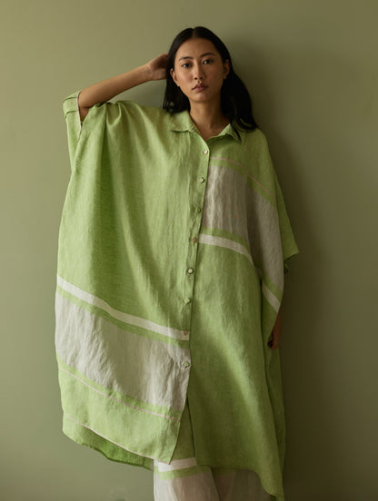 Bora Colour-Blocked Linen Kaftan - Meadow