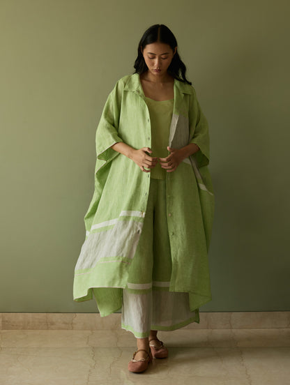 Bora Colour-Blocked Linen Kaftan - Meadow