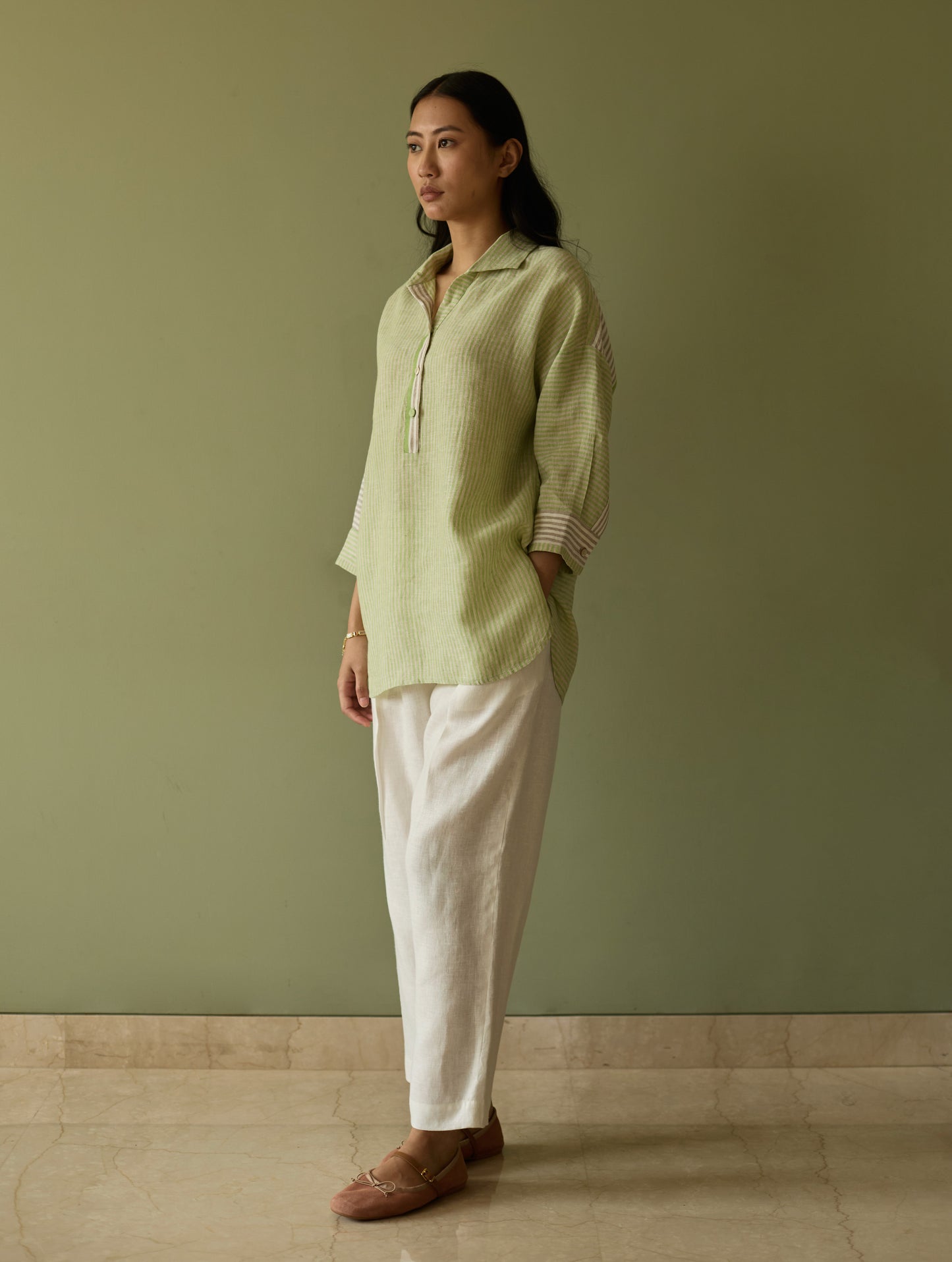 Risa Stripe Linen Co-ord Set - Meadow