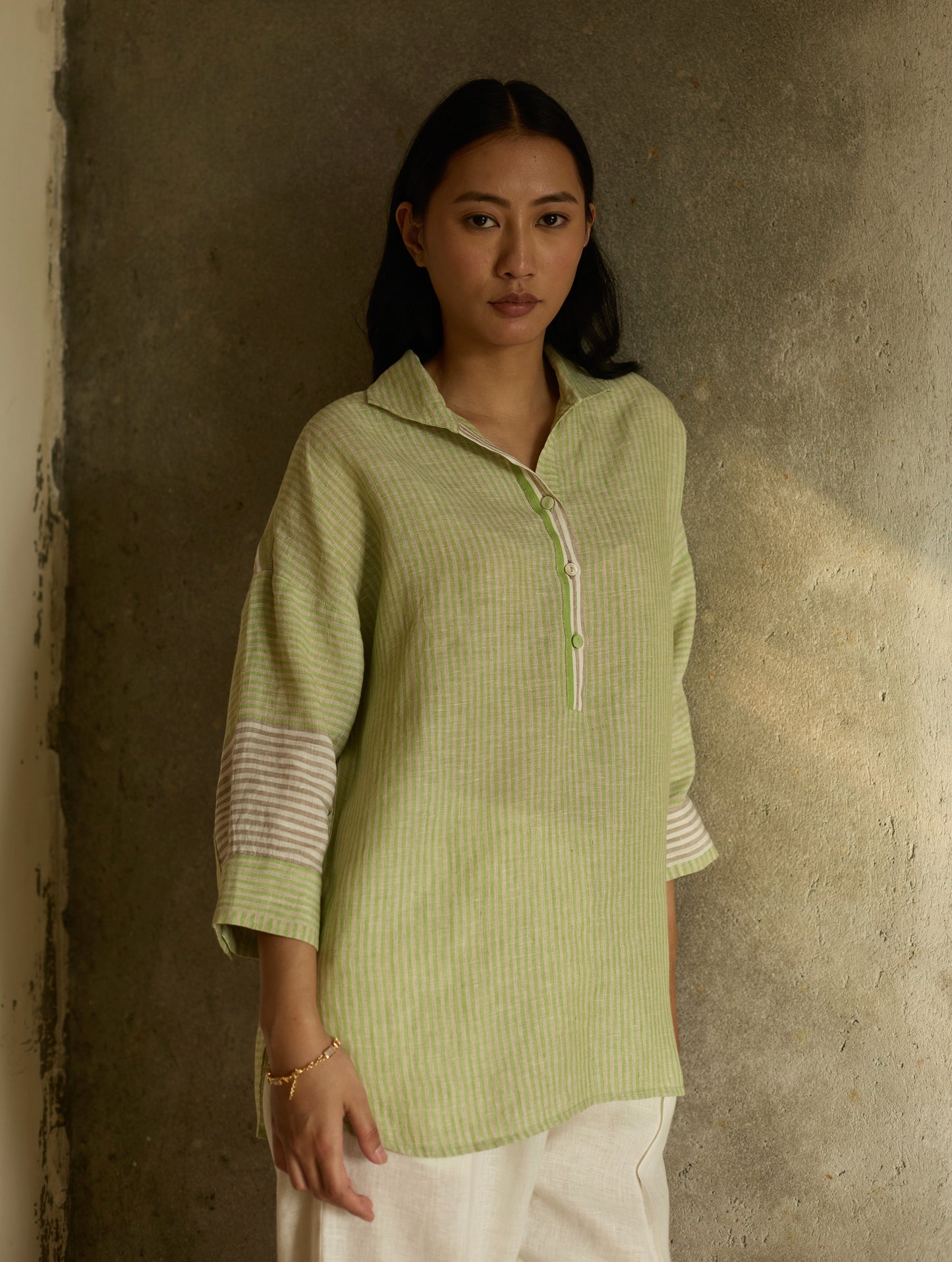 Risa Stripe Linen Co-ord Set - Meadow