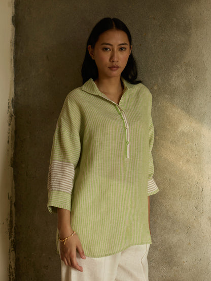 Risa Stripe Linen Co-ord Set - Meadow