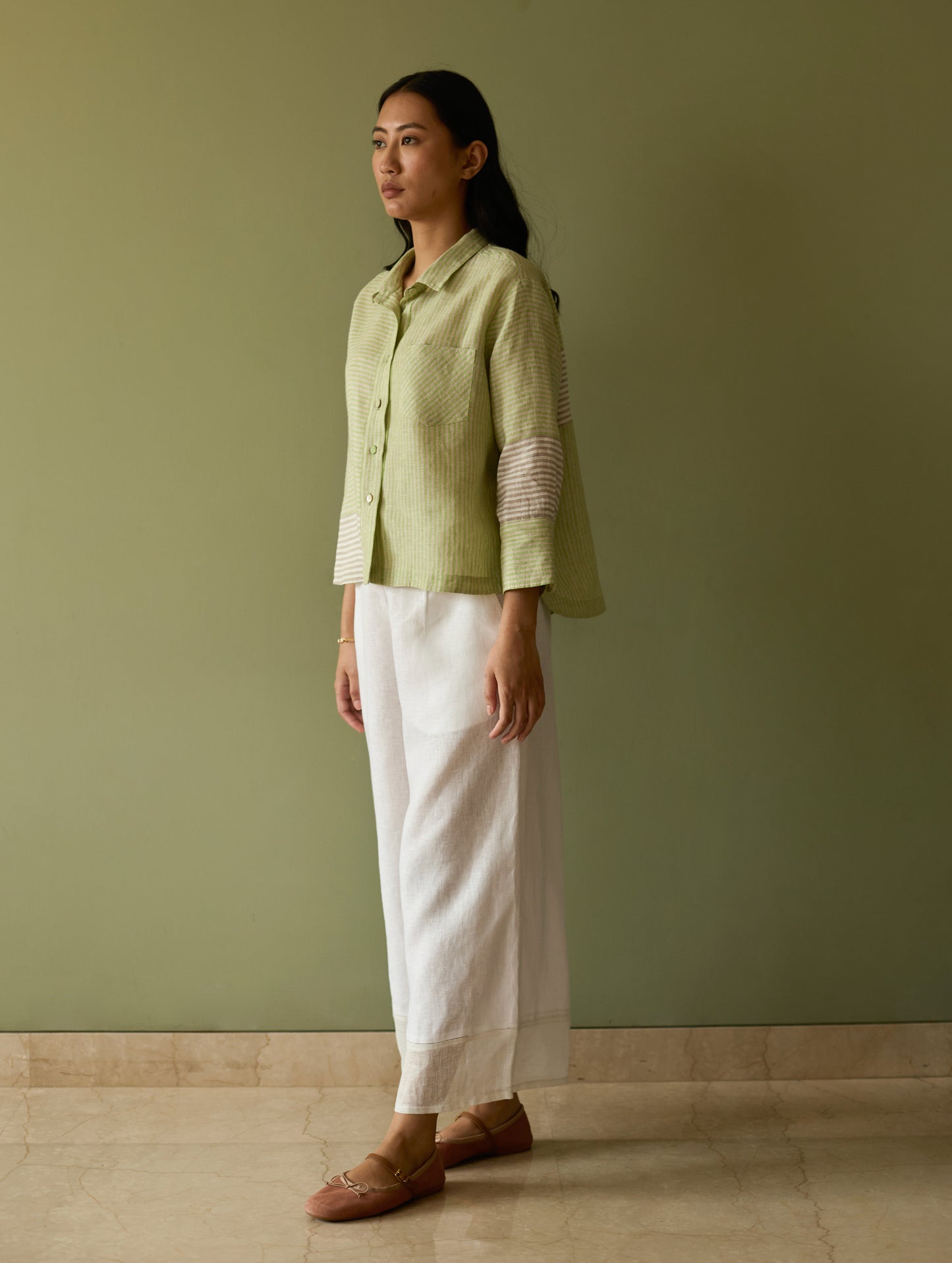 Tia Stripe Linen Co-ord Set - Meadow