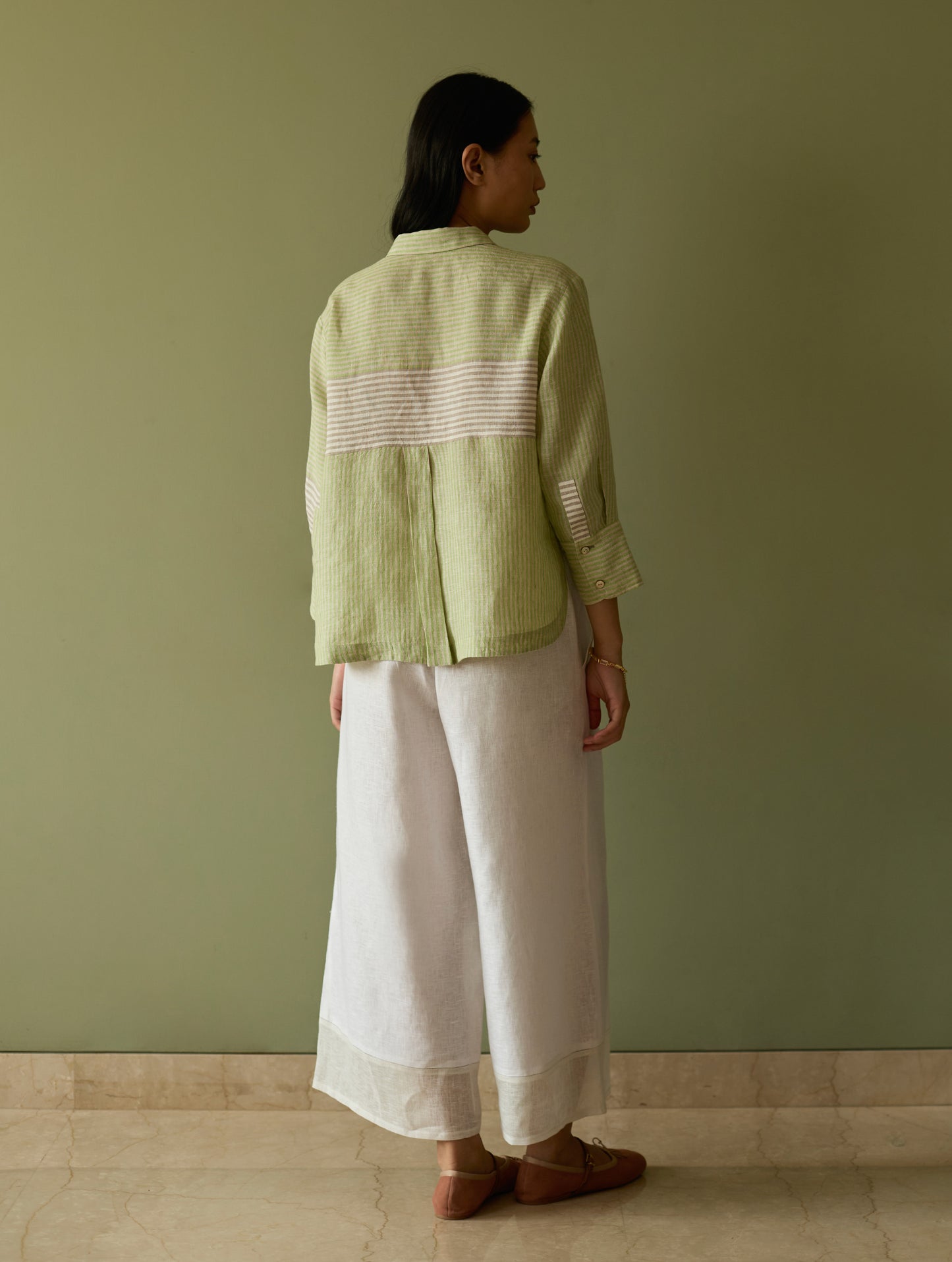 Tia Stripe Linen Co-ord Set - Meadow