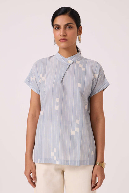 Kitty Blue Ikat Top