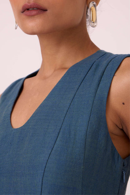 Emy Blue Handwoven Dress