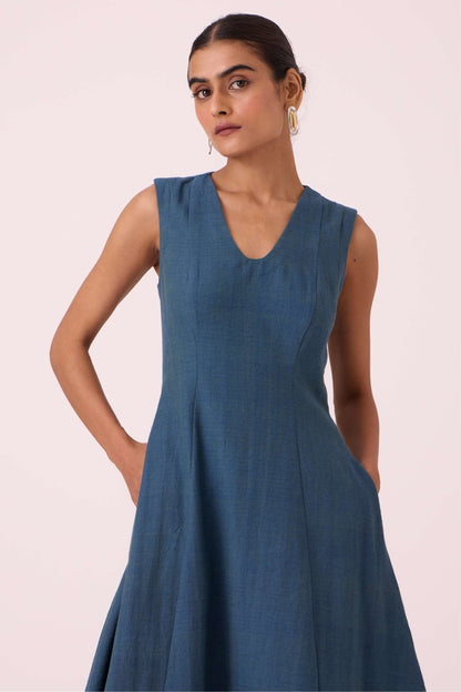 Emy Blue Handwoven Dress