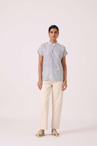 Kitty Blue Ikat Top