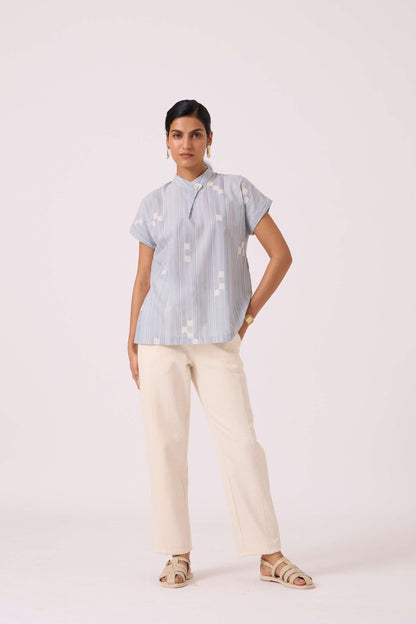 Kitty Blue Ikat Top