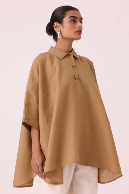 Liberty Tan Linen Cape Top