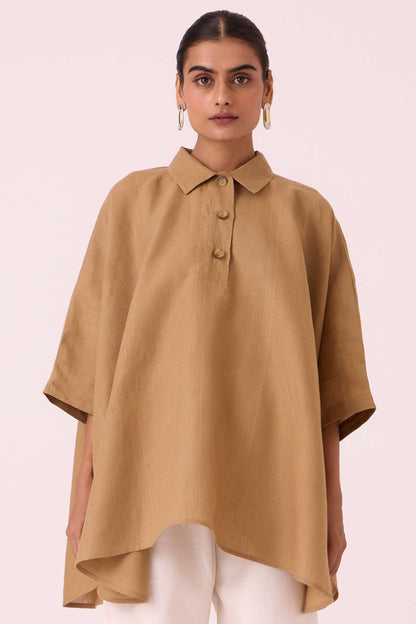 Liberty Tan Linen Cape Top