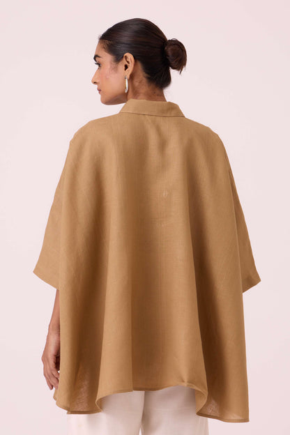 Liberty Tan Linen Cape Top