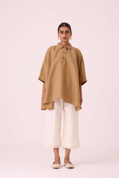 Liberty Tan Linen Cape Top