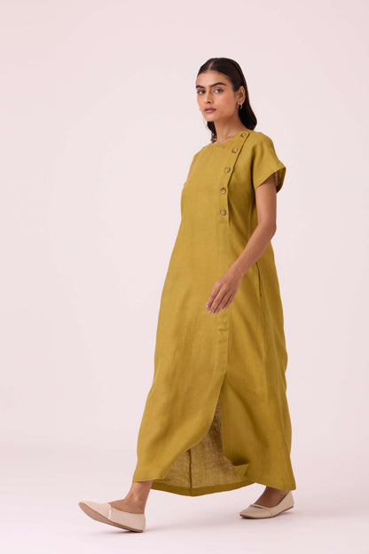 Liza Olive Linen Dress