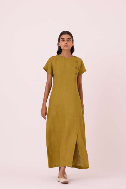Liza Olive Linen Dress