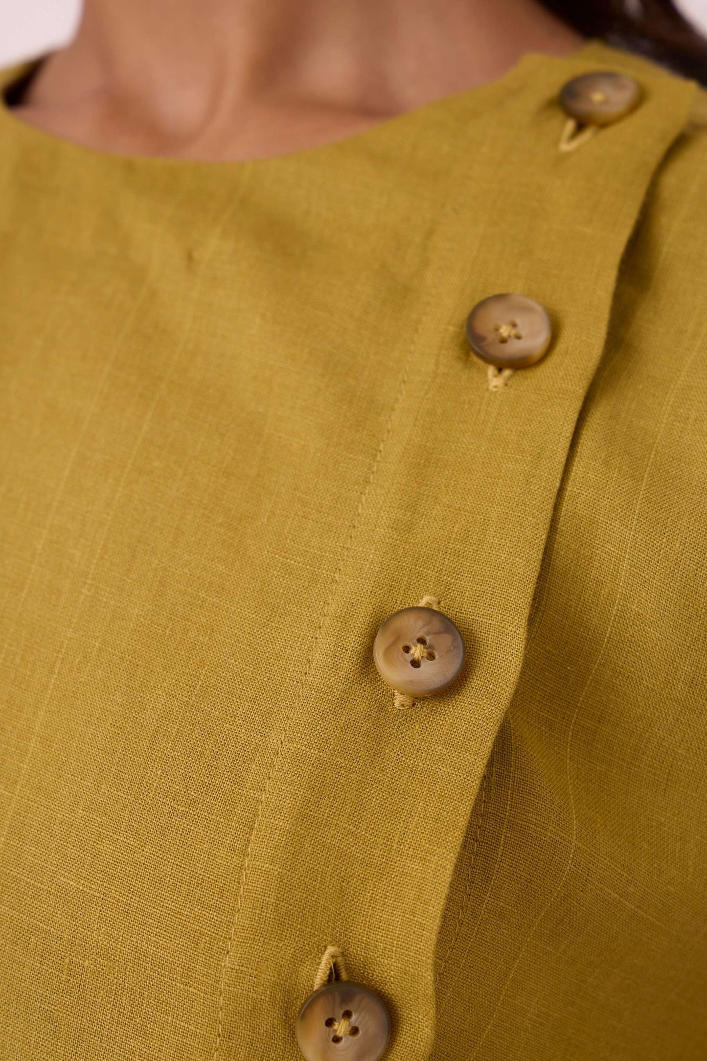 Liza Olive Linen Dress