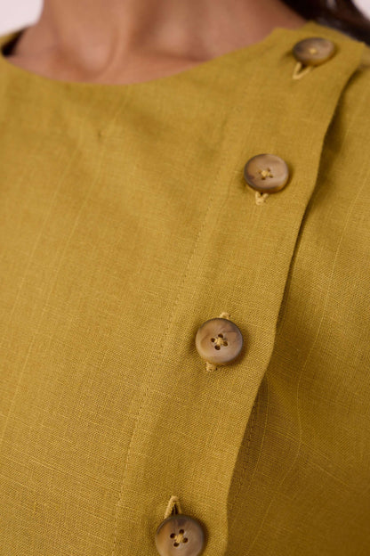 Liza Olive Linen Dress