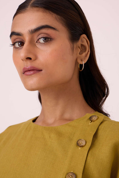 Liza Olive Linen Dress