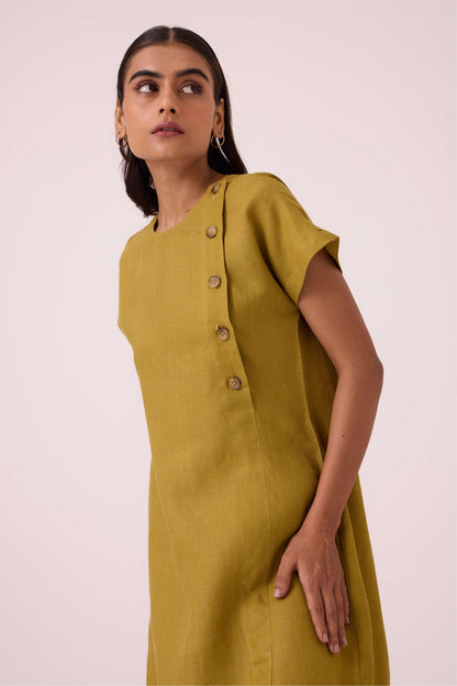 Liza Olive Linen Dress