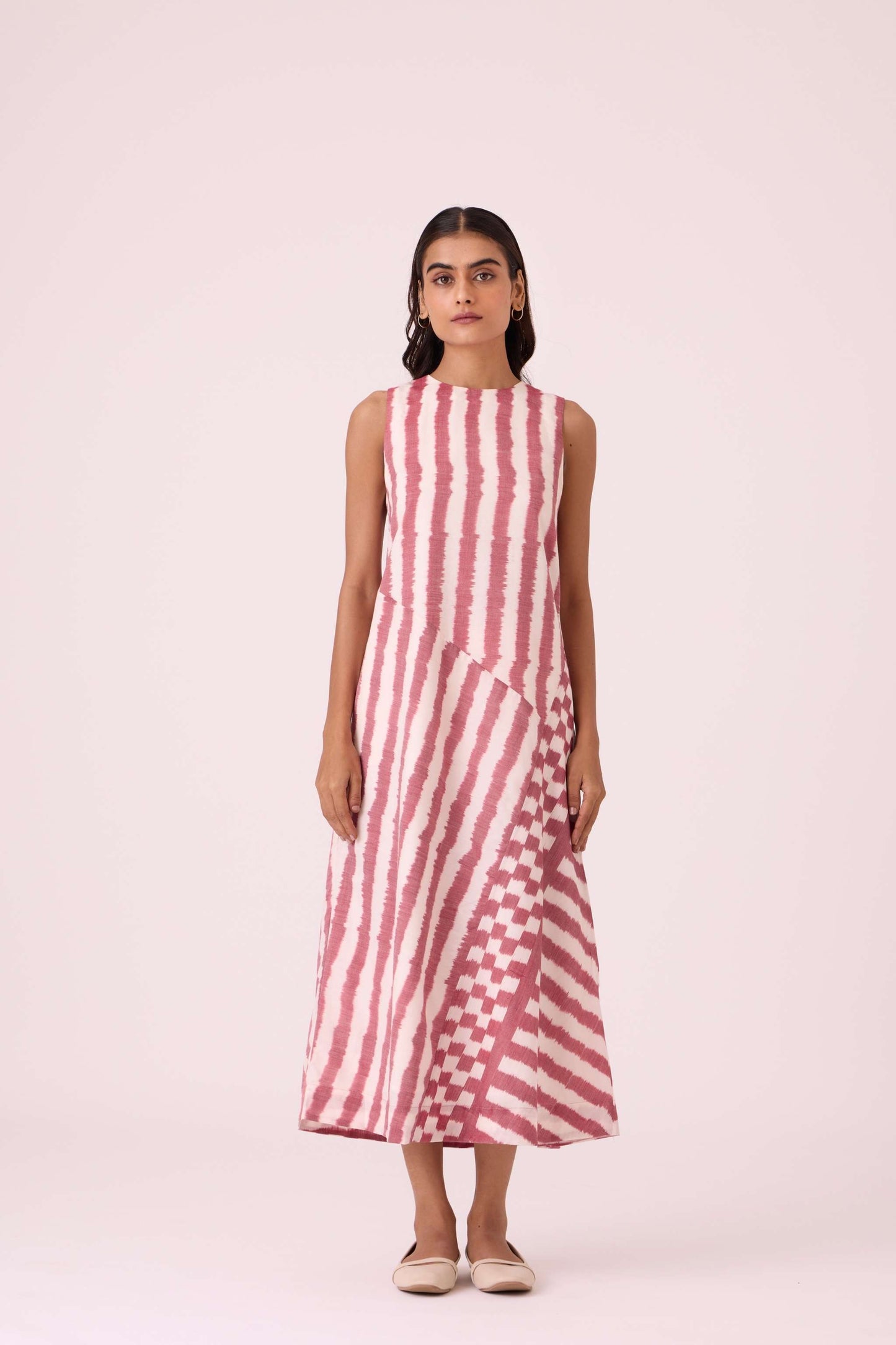 Bennet Rhubarb Striped Ikat Dress