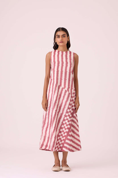Bennet Rhubarb Striped Ikat Dress