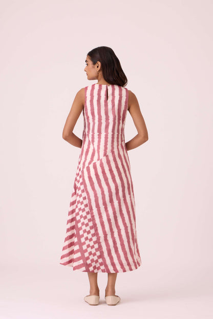 Bennet Rhubarb Striped Ikat Dress