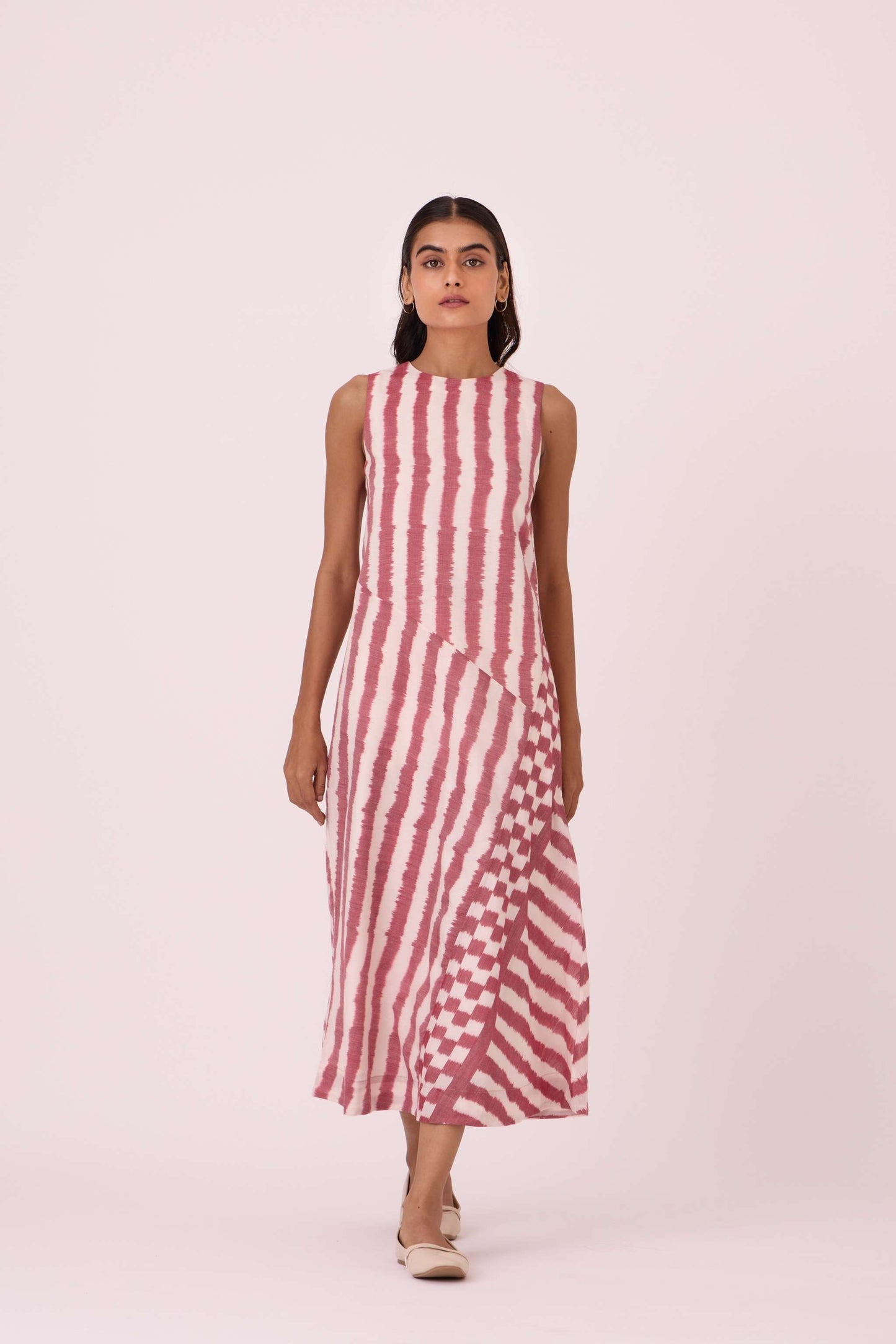 Bennet Rhubarb Striped Ikat Dress
