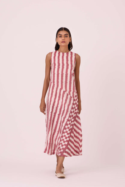 Bennet Rhubarb Striped Ikat Dress