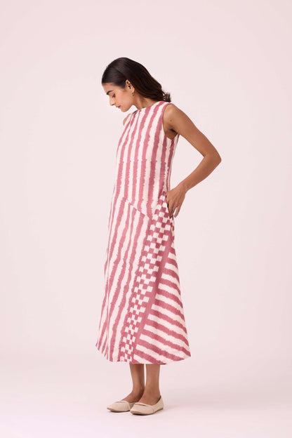 Bennet Rhubarb Striped Ikat Dress