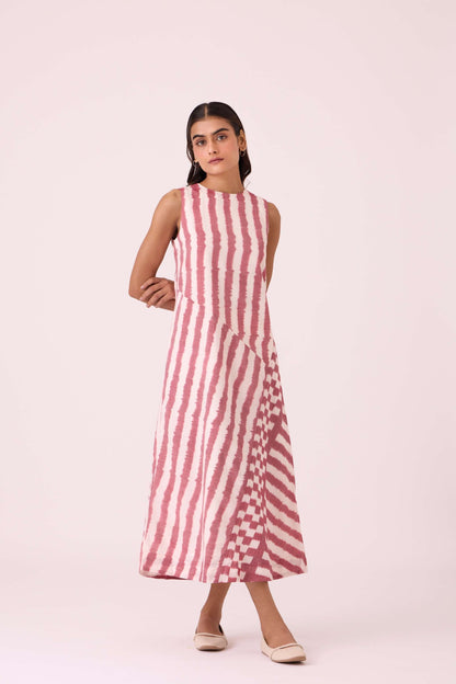 Bennet Rhubarb Striped Ikat Dress