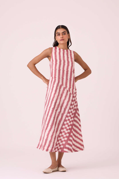 Bennet Rhubarb Striped Ikat Dress