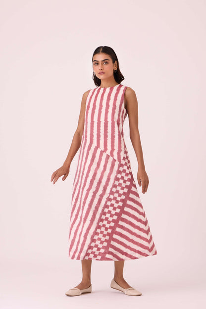 Bennet Rhubarb Striped Ikat Dress