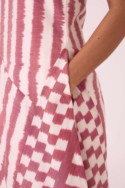 Bennet Rhubarb Striped Ikat Dress