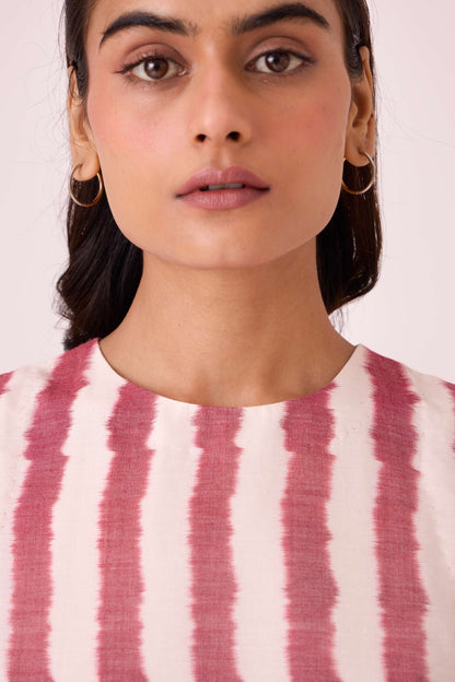 Bennet Rhubarb Striped Ikat Dress