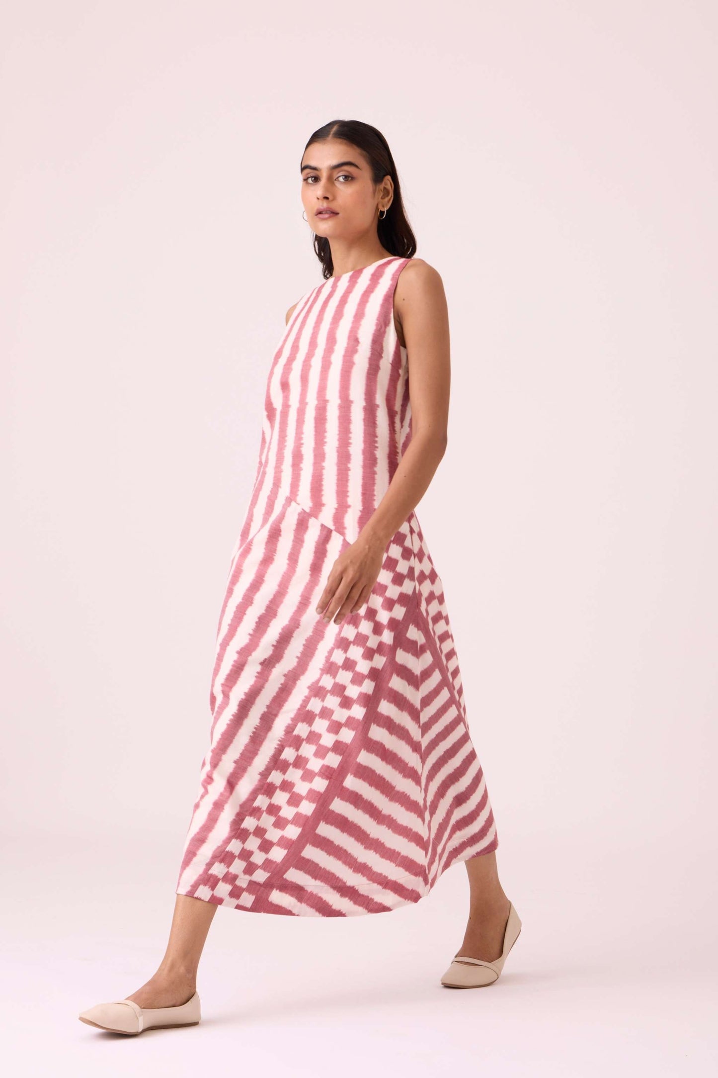 Bennet Rhubarb Striped Ikat Dress