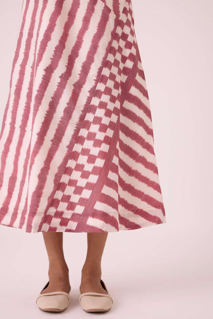 Bennet Rhubarb Striped Ikat Dress
