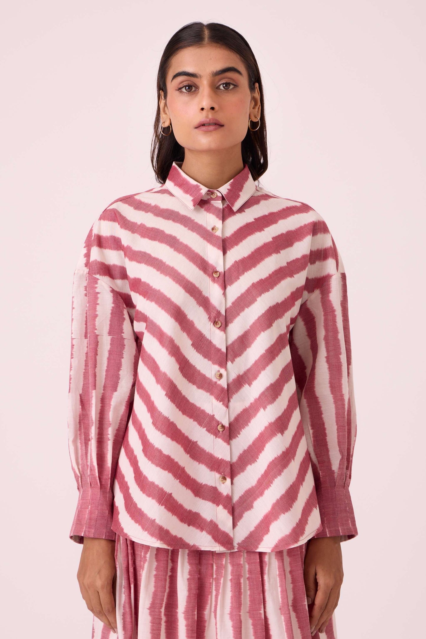 Henry Rhubarb Striped Ikat Shirt