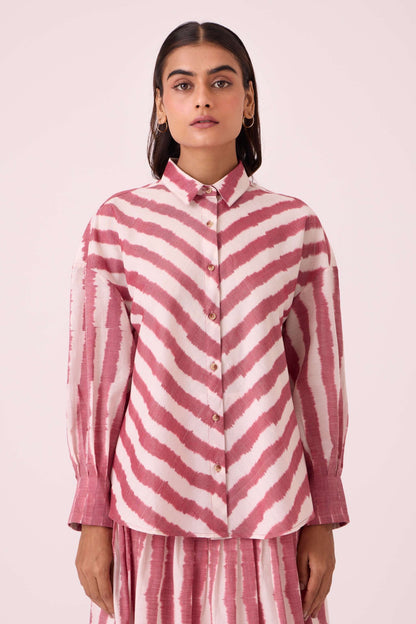 Henry Rhubarb Striped Ikat Shirt