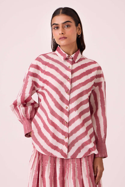 Henry Rhubarb Striped Ikat Shirt