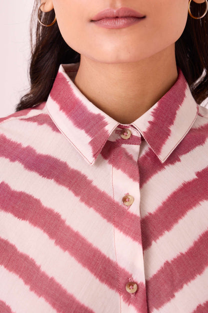 Henry Rhubarb Striped Ikat Shirt