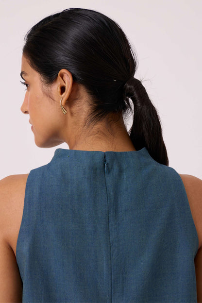 Ernest Blue Handwoven Cropped Top