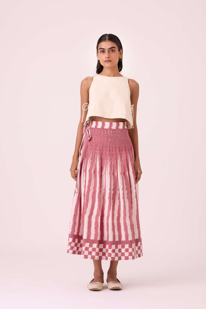 Levin Rhubarb Striped Ikat Skirt