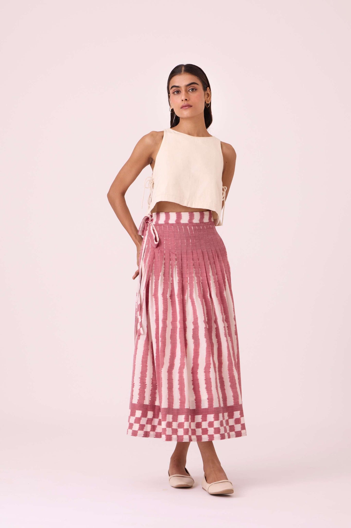 Levin Rhubarb Striped Ikat Skirt