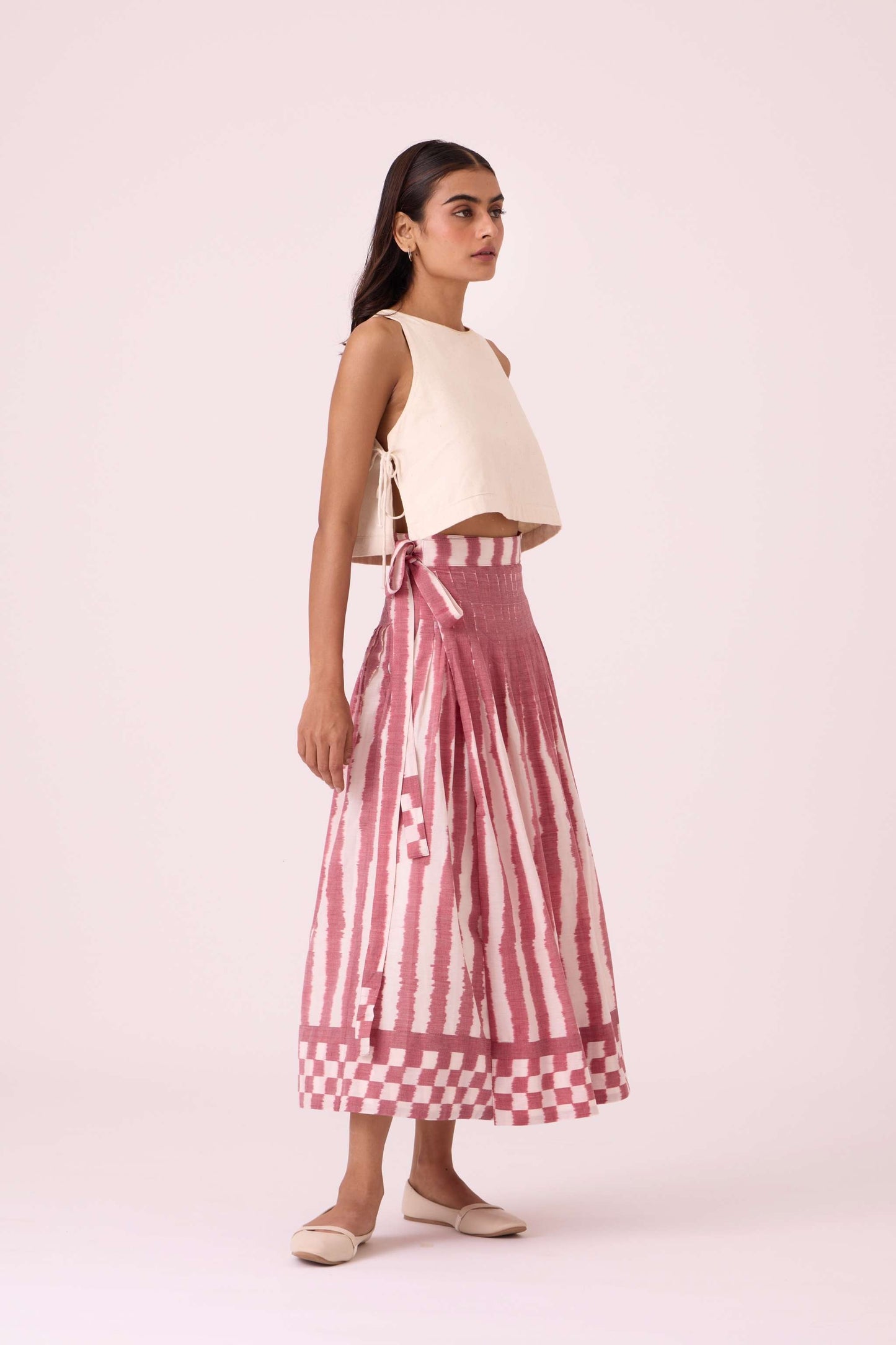 Levin Rhubarb Striped Ikat Skirt