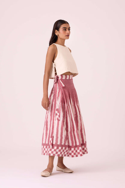 Levin Rhubarb Striped Ikat Skirt