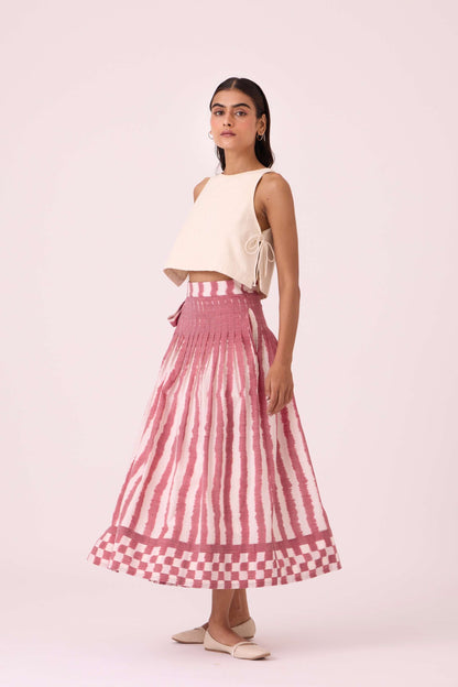 Levin Rhubarb Striped Ikat Skirt