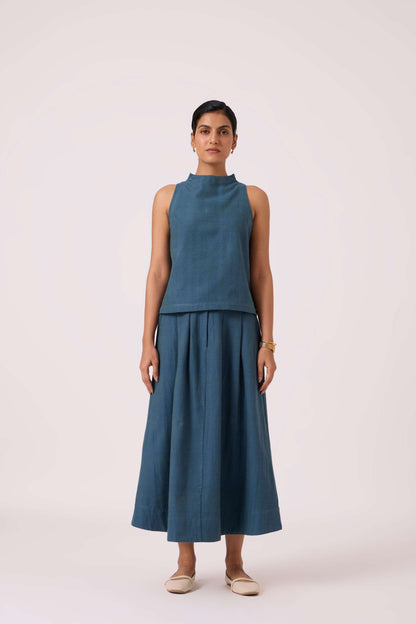 Ernest Blue Handwoven Cropped Top